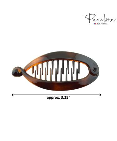 Parcelona French Mini Brown Tortoise Shell & Black Banana Hair Clip - Ideal for Fine Hair - Buy Online on GoSupps.com