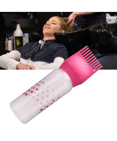Hair Oil Applicator Brush Hair Dye Bottle 170ml with Comb Teeth for Professional Salon or Home Use (Rose Red)
