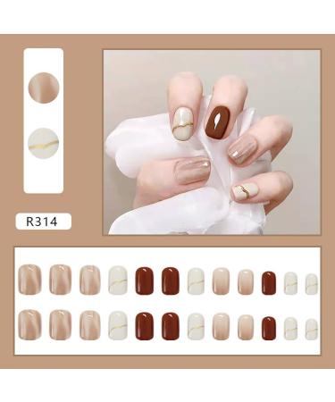 SINLOV Short Nude Pink Gradient French Fake Nails Square Halo Dye False Nails Glossy Press on Nails Ballerina Acrylic Stick on Nails for Women and Girls - Buy Online on GoSupps.com