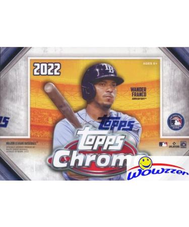2022 Topps Chrome Baseball EXCLUSIVE Factory Sealed Blaster Box with (2) SPECIAL SEPIA & (2) PINK REFRACTOR PARALLELS! Look for RC & Autos of Julio Rodriguez, Bobby Witt, Wander Franco & More! WOWZZER