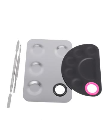 minkissy 1 Set Palette Manicure Color Mixing Trays Makeup Color Pallets with Mixing Stick Manicure Art Tools Nail Paint Mixing Boards Nail Art Tools Foundation Stainless Steel Nail Polish 15X10X0.5CM Silver