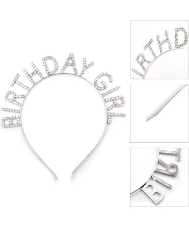 Birthday Girl Sash & Rhinestone Headband Set - Silver Glitter/Black - Buy Online on GoSupps.com