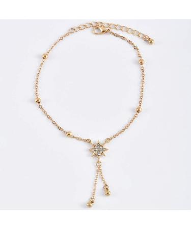 Buy Missgrace Tassel Rhinestones Star Anklet Bracelet - Gold Sequin Leaf Chain Jewelry for Women & Teen Girls | Perfect Summer Beach Accessory & Gift - Buy Online on GoSupps.com