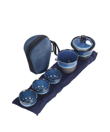 Travel Tea Set Ceramic Glaze Teapot Teacup Gaiwan Porcelain Teaset Kettles Teaware Sets Drinkware Tea Ceremony (Color : Black)