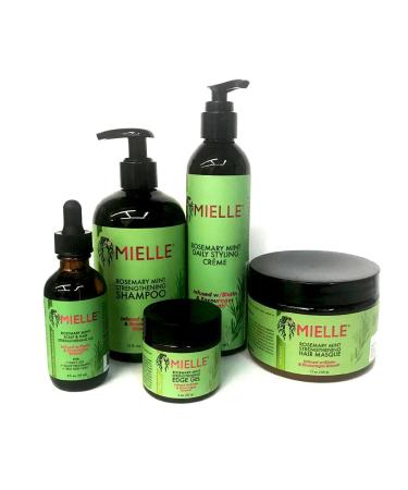 MIELLE Rosemary Mint Organics Infused with Biotin and Encourages Growth Hair Products for Stronger and Healthier Hair and Styling Bundle Set 5 PCS