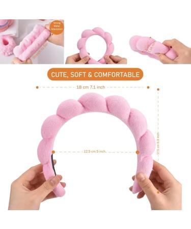 Spa Headband for Washing Face Skincare Headbands for Makeup Removal Face Scrubber Facial Exfoliator Sponge Makeup Headband Terry Cloth Headband Bubble Soft Puffy Headband for Girl Women Pink + Black - Buy Online on GoSupps.com