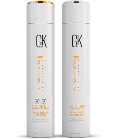 GK Hair Global Keratin Moisturizing Shampoo And Balancing Conditioner 300ml For Dry Oily Frizzy Damage Unmanageable Hair - Sulfate And Paraben Free