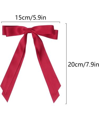 2 Pack Hair Bows for Women Black Bow Hair Clips French Barrette with Long Silky Satin Hair Ribbons for Women Girls(Black Red) - Buy Online on GoSupps.com