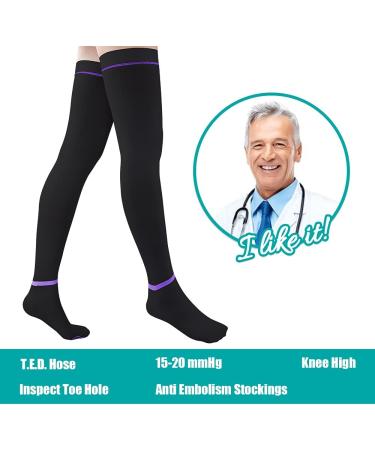 T.E.D. Anti Embolism Stockings 15-20 mmHg Compression Thigh High Knee High TED Hose for Women Men - XL Black - Buy Online on GoSupps.com