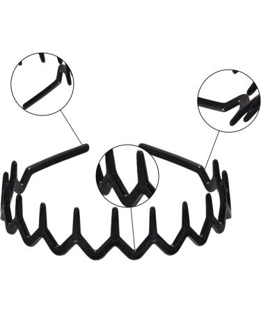 Richerarch Zig Zag Headbands 2 Pieces Shark Tooth Hair Comb Hairband Plastic Hair Bands with Elastic Non Slip Wavy(Black Brown) - Buy Online on GoSupps.com