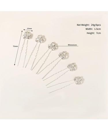 6pcs Vintage Rhinestone Bridal Hair Pins - Crystal Silver Hair Clips for Women & Bridesmaids - Buy Online on GoSupps.com