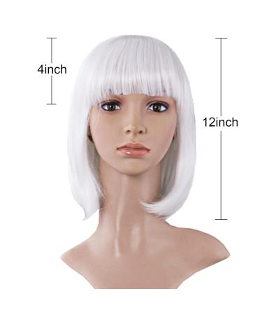 MapofBeauty Fashion Girl White Natural Short Straight Wig with Smooth Bangs - Premium Ladies Wig for Effortless Style - Buy Online on GoSupps.com