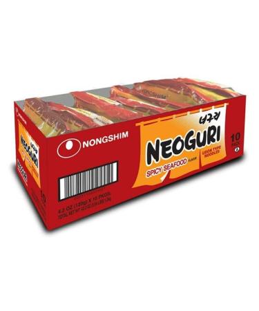 Nongshim Neoguri Spicy Seafood Flavour Ramyun Noodle Soup in Single Packs 120g x 10 (10 Pack Case /1.2 kg Total)