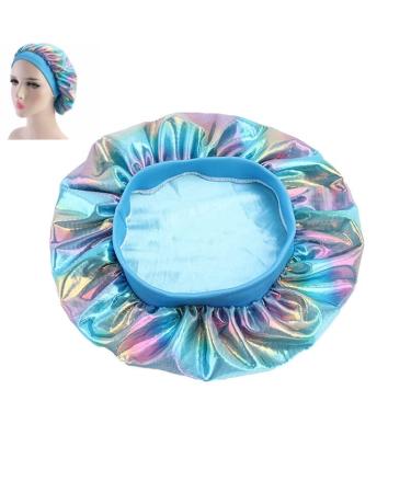 Laser Shower Cap High Elasticity Nightcap Broadside Hair Protection Cover for Various Hair Types