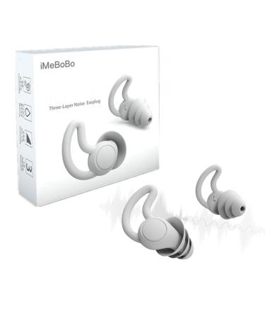 Ear Plugs for Sleep 3 Layers Noise Reduction EarPlugs for Sleeping Noise Cancelling Reusable Silicone (White)