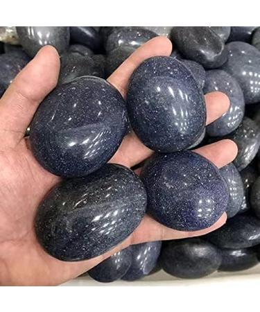 55mm-65mm Natural Oval Shape Quartz Palm Size Blue Sand Crystals Stones 1pc Chakra Reiki Balancing - Buy Online on GoSupps.com