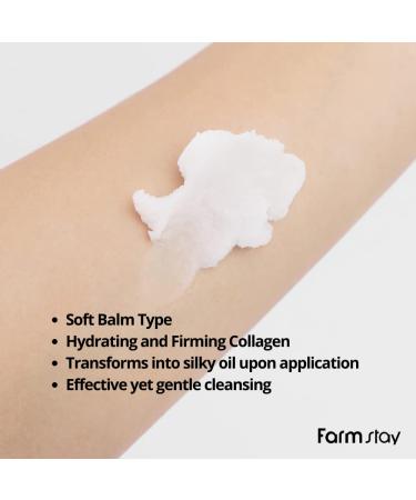 FARMSTAY Collagen Water Cleansing Balm 95ml | Hydrating Korean Skin Care Makeup Remover | Balm to Oil for Double Cleanse & Firming - Buy Online on GoSupps.com