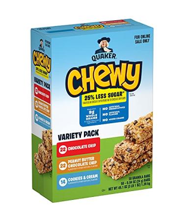 Quaker Chewy Lower Sugar Granola Bars Variety Pack â€“ 58 Count, 3 Flavors - Buy Online on GoSupps.com