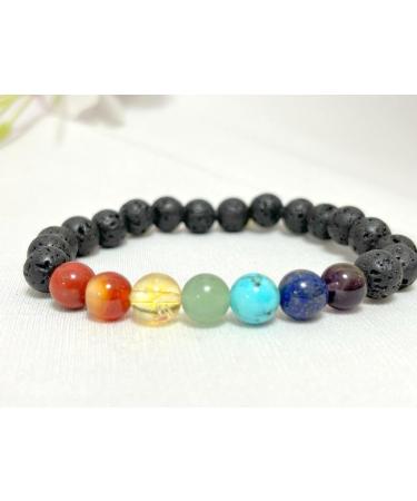 Buy Jet L-ava Chakra Gemstone Stretch Bracelet - Healing Crystal for Spiritual Meditation & Positive Aura - Buy Online on GoSupps.com