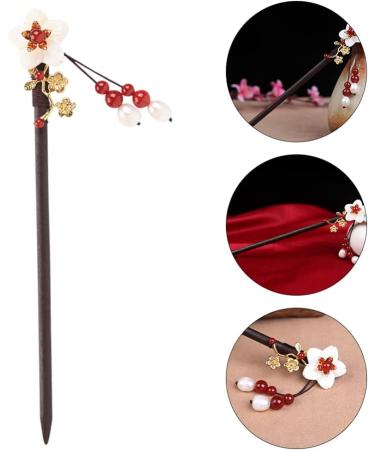 LALAFINA Hanfu Hairpin Wood Metal Hair Clip Hair Sticks Pearl Flower Hair Stick Crystal Hair Clips Vintage Hair Stick Hairpin Wedding Headpiece Shell Flower Women's Ebony Hair up - Buy Online on GoSupps.com