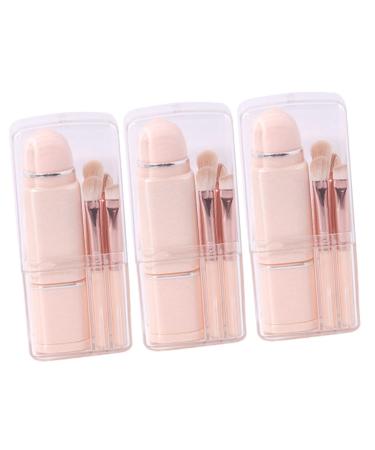 Mipcase 3 Sets 8 in 1 Makeup Brush Eyeshadow Brush Lip Brush Lipstick Kit Cosmetic Brush with Mirror Dual Headed Cosmetics Brush Makeup Brush Sets Make up Travel Artificial Fiber Pink