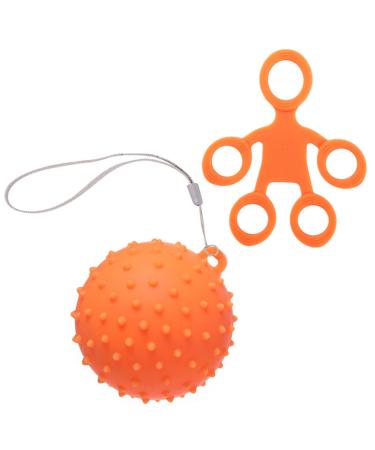 Gymnastics ball for the hands silicone stress balls with a cord and split finger trian no falling or rolling away handmade equipment for relaxing hand training strengthening orange