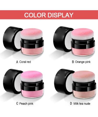 Oil Control Air Cushion Blush Loose Blush Powder Air Cushion Blush Highly Pigmented Includes Soft Mushroom Puff (B) - Buy Online on GoSupps.com
