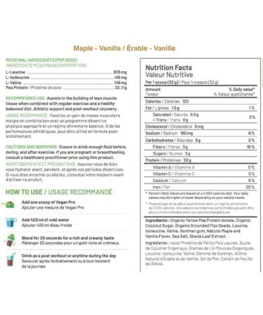 Raw Nutritional Vegan Pro Organic Plant Based Protein Powder | No Artificial Sweeteners | Non-GMO | Gluten-free | 20g Pea Protein Per Serving | 2LB (Maple Vanilla) Maple Vanilla 908.00 g (Pack of 1) - Buy Online on GoSupps.com