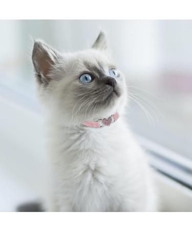 Jagowa Rhinestone Heart Cat Collar with Safety Belt Adjustable Flocking Colored Diamond Design with Bell - Pet Supplies for Small Cats and Dogs (Pink) - Buy Online on GoSupps.com