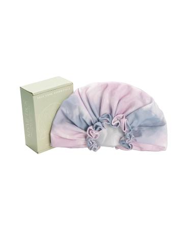 KISMETICS Large Reusable Shower Cap - Double Layer Waterproof Lining - Ruffle Trim - Purple Tiedye - Ideal for All Hair Lengths - Buy Online on GoSupps.com