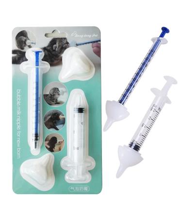 Bubble milk bowl Silicone Feeding Nipple and Syringes for Newborn Kittens, Puppies, Rabbits, Small Animals Dongdong pet S ( 2 pcs) White