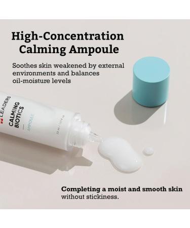 LEADERS Cosmetics Calming Biotics Ampoule - Soothing & Hydrating for Sensitive Skin | 30ml - Strengthens Skin Barrier - Buy Online on GoSupps.com