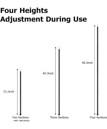 Adjustable Aluminum Tent Poles - 60 inches - Set of 2 - Black - Ideal for Camping Tarps - Buy Online on GoSupps.com