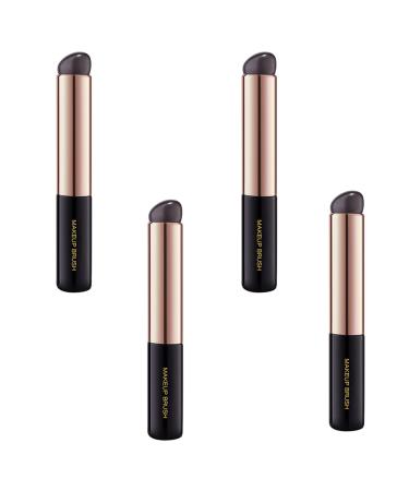 Generic Lipstick Makeup Brush Round Tip Lip Gloss Soft Silicone Brush Portable Lip Smudge Brush Lipstick Contour Brush Beauty Make Up Tool Black*4