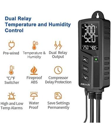 Elitech STC-1000PRO Thermostat Temperature & Moisture Controller | 220V Socket for Greenhouse Reptiles Terrarium - Buy Online on GoSupps.com