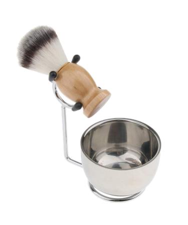Razor holder practical shaving brush for men male beard stainless steel at home travel shaving brush holder fashion rack soap cream cup bowl razor set 9.5x12.5cm silver