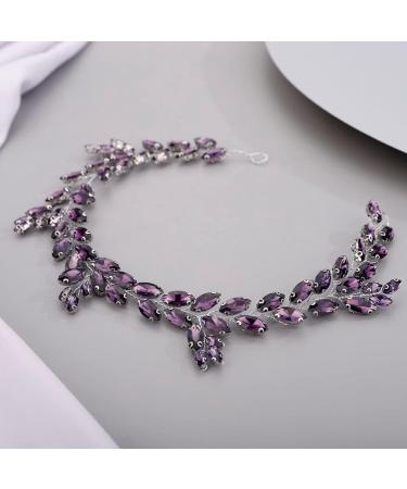 Chargances Bride Wedding Rhinestone Hair Vine Bridal Purple Hair Piece Crystal Headband Hair Accessories for Women and Girls (Purple) - Buy Online on GoSupps.com