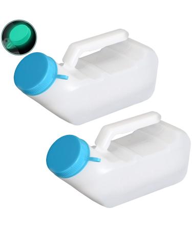 Ilyever Upgraded Urinals for Men with Glow in The Dark 1000ml Thick Pee Bottles with Lid Spill Proof Urinal Bottle for Car Hospital Elderly & Incontinence 2 Pack
