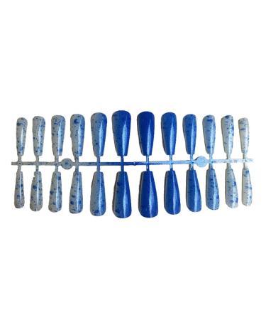 dijiusidy 24 Pieces Nails T Shape Extra Long Full Wrap False Nail Tips Women Decor Fingernail Supply Manicure Accessory blue