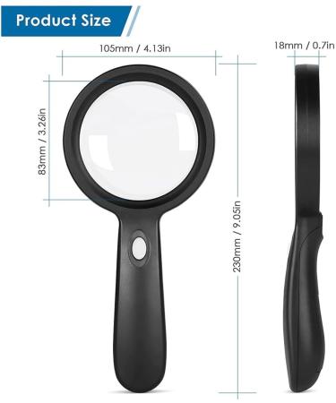 8X Handheld Magnifying Glass Optical Lens Glass Magnifier with 2 LED Lights for Reading Repair Coin Stamp Collection Microscope - Buy Online on GoSupps.com