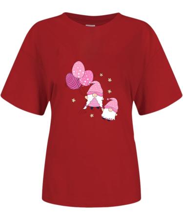 Valentine's Day Casual Loose Fit Short Sleeve T Shirt Printed Round Neck T Shirts Casual for Men and Women Red Medium - Buy Online on GoSupps.com