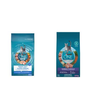 Purina ONE Natural Dry Cat Food Urinary Tract Health + Hairball Formula 1.8 kg Bundle