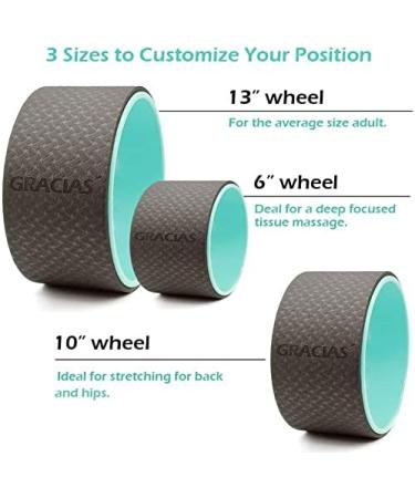 GRACIAS Yoga Wheel Set - Strong & Comfortable Back Pain Relief, Stretching & Flexibility - Includes Free Yoga Strap & Guide - 3 Pack (13, 10, 6 inch) - Green & Black - Buy Online on GoSupps.com