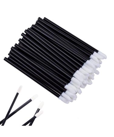 VIVIIHOO 100 Pieces Disposable Lip Brushes Lipstick Makeup Brushes Eyebrow Brush Pen Beauty Tool Kit (100 Pieces Black)