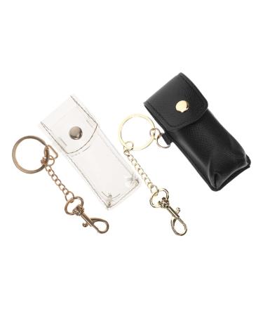 FRCOLOR FRCOLOR 2pcs Clear Lipstick Case Pouch Keychain Lipstick Lip Balm Sleeve Makeup Bag Lip Gloss Small Pouches Holder Bulk