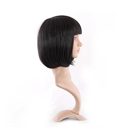MapofBeauty 12 Fashion Lady Short Straight Bob Wig with Flat Bangs - Natural Black - Buy Online on GoSupps.com