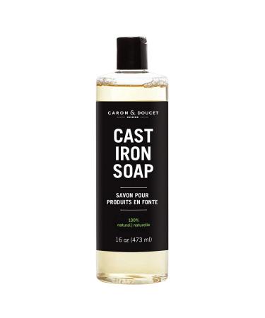 CARON & DOUCET - Cast Iron Cleaning Soap | 100% Plant-Based Castile & Coconut Oil Soap | Best for Cleaning, Restoring, Removing Rust and Care Before Seasoning. 16 Ounce