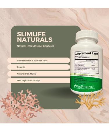 Organic Sea Moss Capsules - 1310 mg - 60 Organic Irish Moss Bladderwrack & Burdock | Vegan Wellness Supplement - Buy Online on GoSupps.com