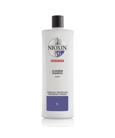 Nioxin System 6 Scalp Cleansing Shampoo with Peppermint Oil, Treats Dry Scalp, Dandruff Relief, Anti-Hair Breakage, For Bleached & Chemically Treated Hair with Progressed Thinning, 33.8 fl oz