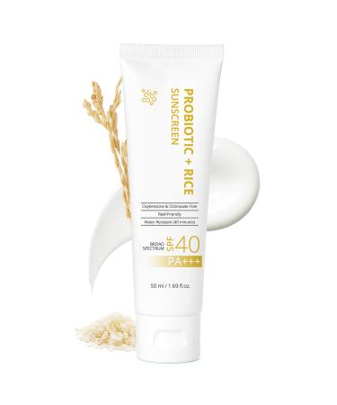 FIUMOT Gentle SPF 40 Daily Face Sunscreen Broad Spectrum UVA/UVB Protection Hydrating Facial & Body Sunscreen with Fermented Rice Water & Prebiotics Non-Greasy for All Skin Types